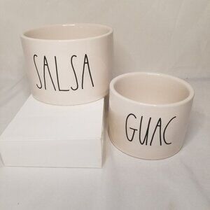 Rae Dunn Ceramic Guac and Salsa Round Bowl Set Artisan Collection Off-White